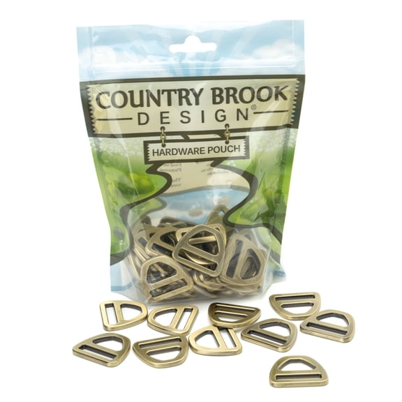 Country Brook Design® 1 Inch Brushed Brass Double Bar D-Rings, 10 Pack