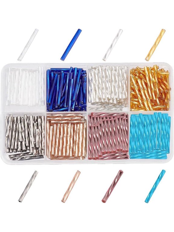 1 Inch Bugle Beads 360~400pcs Extra Long Glass Tube Beads 8 Colors Tube Spacer Beads Electroplate Czech Bugle Beads for Bracelet Necklace Jewelry Making DIY Crafts 1mm Hole