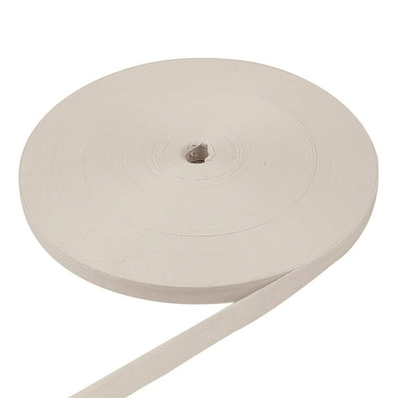 1 Inch Cotton Twill Tape Ribbon 55 Yard, Soft Natural Webbing Tape Roll Herringbone Bias Tape for Sewing DIY Crafts Home Decor, Beige