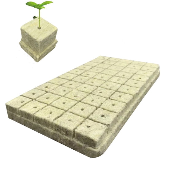 1 Inch Cubes Rockwool,50 Plugs Hydroponic Grow Rockwool,Stonewool Media for Vigorous Plant Growth for Cuttings,Cloning,PlantPropagation