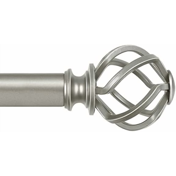 1 Inch Curtain Rod Single Window Rod 36 to 72 Inches (3-6 Feet), Antique Silver Curtain Rods for Windows, Twisted Cage Finials