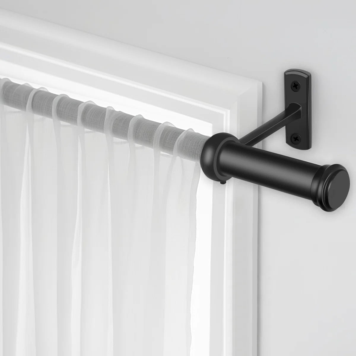 Black Outdoor Curtain Rods,1" Diameter Heavy Duty Curtain Rods for ...