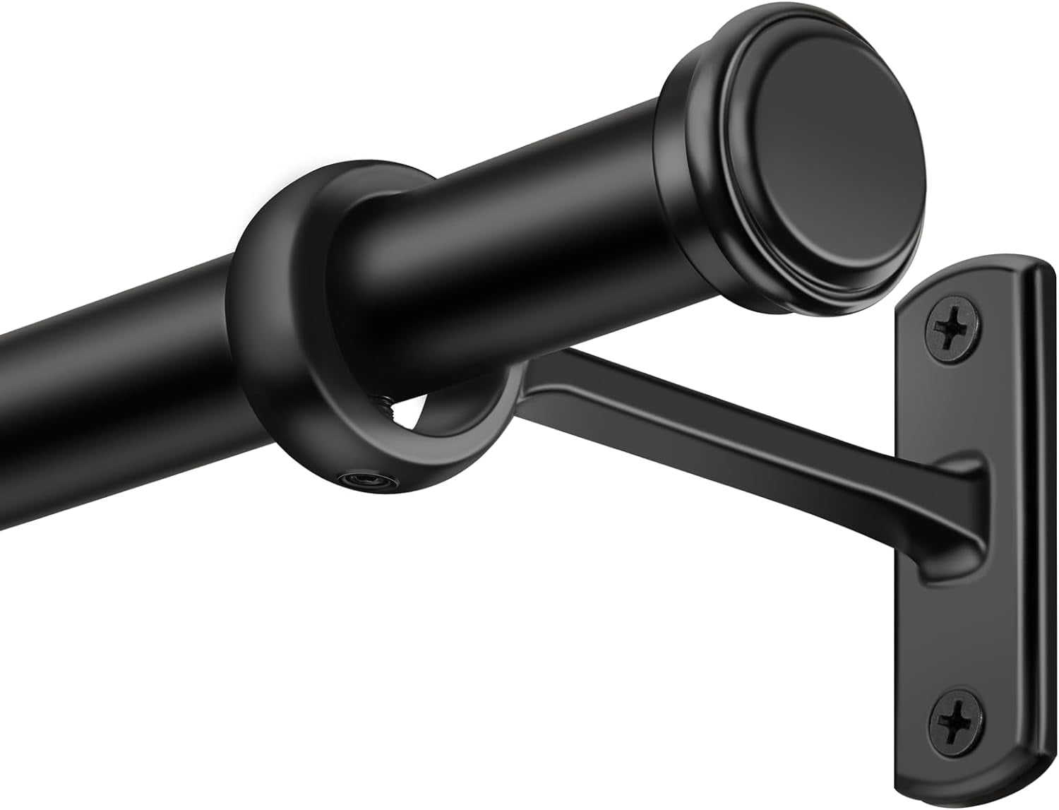 1 Inch Curtain Rods for Windows 28 to 48, Black Curtain Rod with ...