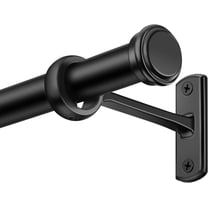 1 Inch Curtain Rods for Windows 48 to 84, Black Curtain Rod with Adjustable Length, Outdoor/Indoor Rustic Drapery Pole with Brackets, 48"-86"