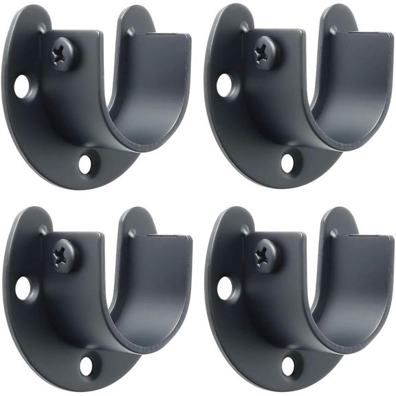 1-Inch Dia Shower Closet Rod Set Holder Flange Socket Bracket Supports,Stainless Matte Black 4 count