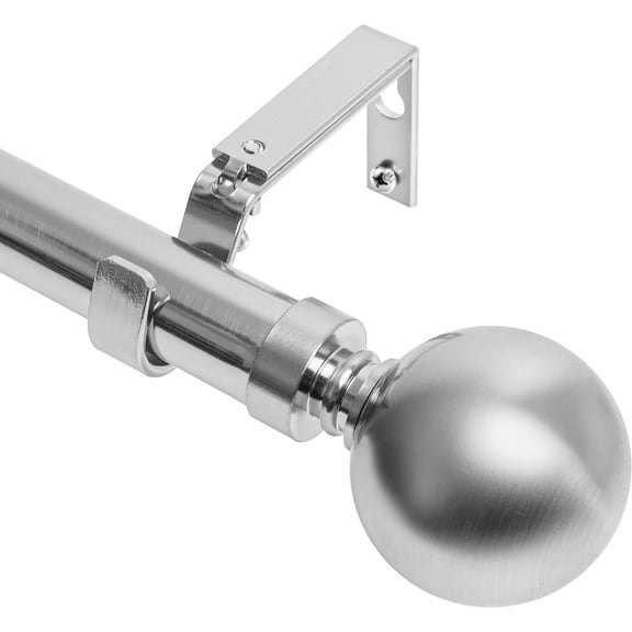 1-Inch Diameter Ball Single Window Treatment Curtain Rod, 48-Inch to 84-Inch, Satin Nickel