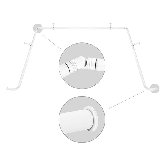 1-Inch Diameter Bay Window Curtain Rod Set for Bayview Windows, Glossy White Finish