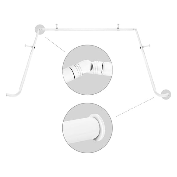 1-Inch Diameter Bay Window Curtain Rod Set for Bayview Windows, Glossy White Finish