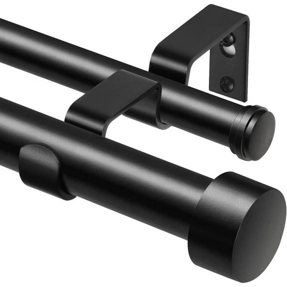 1 Inch Double Curtain Rod 36 to 72 Inches (3-6 Feet), Black Heavy Duty Curtain Rods for Windows, Telescoping Double Drapery Rods with End Caps, Fewer Rods, Faster Setup