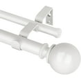 thumbnail image 1 of 1 Inch Double Curtain Rod 36 to 72 Inches (3-6 Feet), Ivory White Heavy Duty Curtain Rods for Windows, Telescoping Double Drapery Rods with Round Finials, 1 of 17