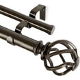 thumbnail image 1 of 1 Inch Double Curtain Rod 72 to 144 Inches (6-12 Feet), Antique Bronze Curtain Rods for Windows 66 to 120, Heavy Duty Telescoping Drapery Rods with Twisted Cage Finials, 1 of 16