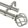 thumbnail image 1 of 1 Inch Double Curtain Rod 72 to 144 Inches (6-12 Feet), Antique Silver Heavy Duty Curtain Rods for Windows 66 to 120, Telescoping Drapery Rods with Twisted Cage Finials, 1 of 8
