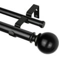 thumbnail image 1 of 1 Inch Double Curtain Rod 72 to 144 Inches(6-12 Feet), Black Telescoping Curtain Rods for Windows 66 to 120 Inches, Heavy Duty Drapery Rod with Round Finials, 1 of 9
