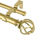 thumbnail image 1 of 1 Inch Double Curtain Rod 72 to 144 Inches (6-12 Feet), Gold Curtain Rods for Windows 66 to 120, Heavy Duty Telescoping Drapery Rod with Twisted Cage Finials, 1 of 15