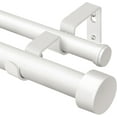 thumbnail image 1 of 1 Inch Double Curtain Rod for Windows 72 to 144 Inches (6-12 Feet), White Heavy Duty Drapery Rods, Adjustable Double Rods with End Caps, 1 of 16