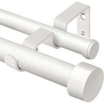 1 Inch Double Curtain Rod for Windows 72 to 144 Inches (6-12 Feet), White Heavy Duty Drapery Rods, Adjustable Double Rods with End Caps