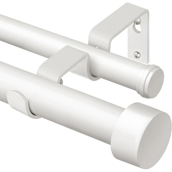 1 Inch Double Curtain Rod for Windows 72 to 144 Inches (6-12 Feet), White Heavy Duty Drapery Rods, Adjustable Double Rods with End Caps