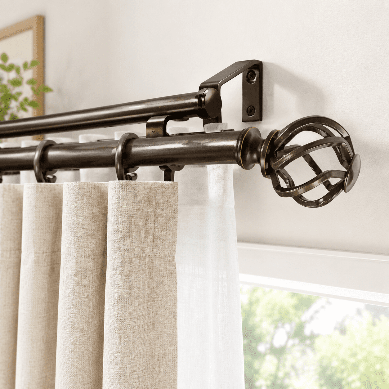 1 Inch Double Curtain Rods 32 To 86 Bronze Dual Rod - Walmart.com