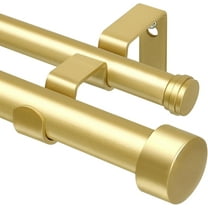 1 Inch Double Curtain Rods 66 to 120 Inches (5.5-10 Feet), Heavy Duty Adjustable Double Curtain Rod for Windows, Gold Drapery Rods with End Caps