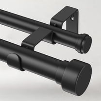 1 Inch Double Curtain Rods for Windows 72 to 144 Inches(6-12 Feet), Adjustable Heavy Duty Curtain Rod with Classic Cap Finial, Telescoping Modern Style Decorative Drapery Rod, Black