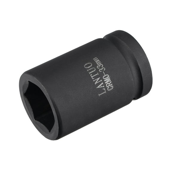 1-Inch Drive by 33mm 6-Point Impact Socket, CR-MO 80mm Length, Standard Metric Size