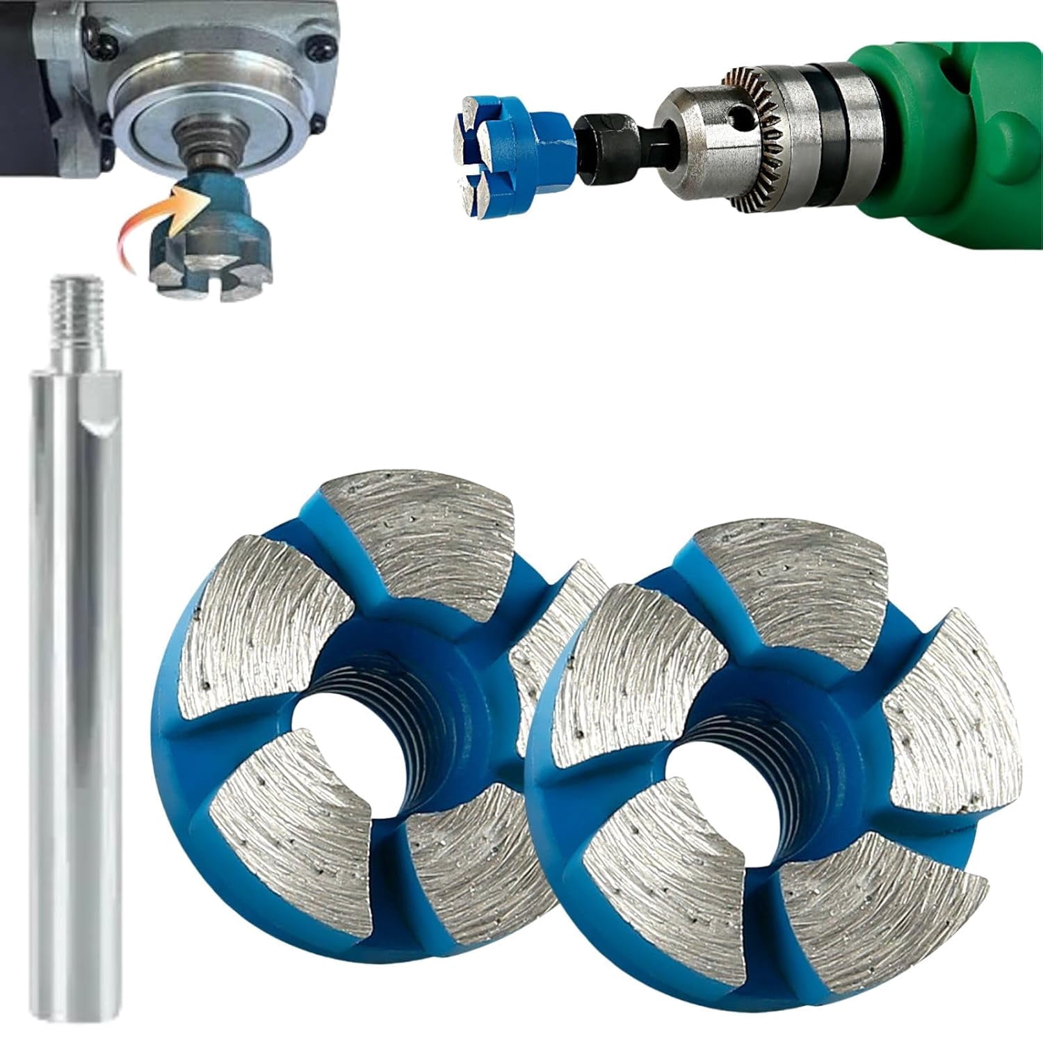 1 Inch Durable Mini Flat Grinding Head, 2025 Upguaded Diamond Flat Grinding Head for Angle Grinder Tool, Mini Diamond Grindings Heads for Stone Concrete Cement (2 Grinder+14cm)