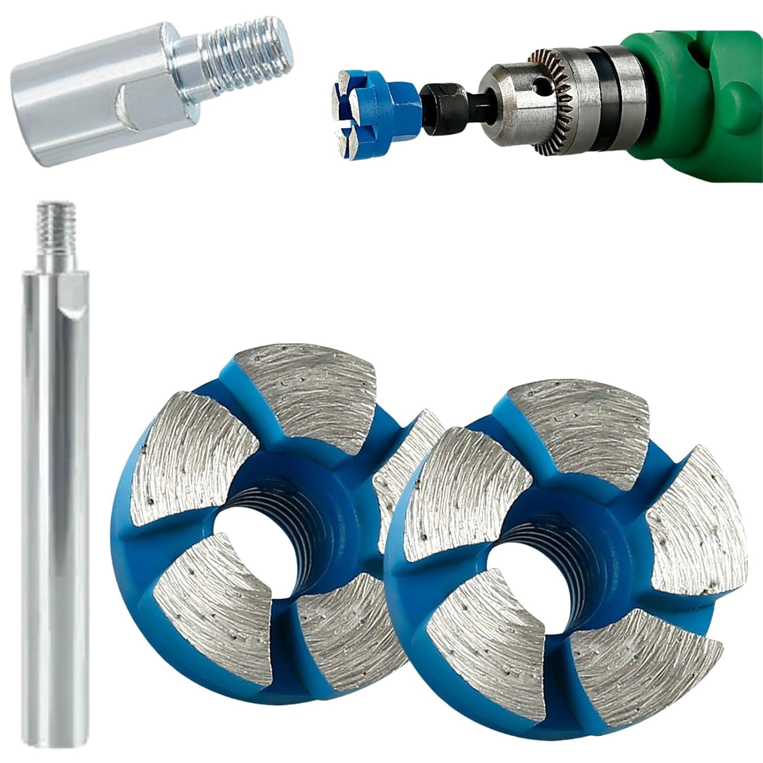1 Inch Durable Mini Flat Grinding Head, 2025 Upguaded Diamond Flat Grinding Head for Angle Grinder Tool, Mini Diamond Grindings Heads for Stone Concrete Cement (2 Grinder+14cm+4cm)