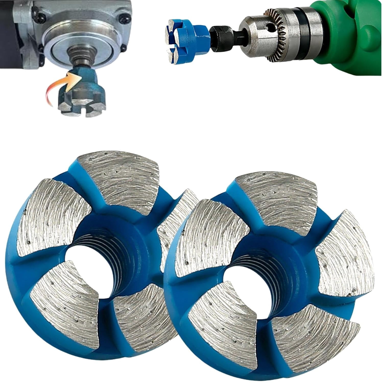 1 Inch Durable Mini Flat Grinding Head, 2025 Upguaded Diamond Flat Grinding Head for Angle Grinder Tool, Mini Diamond Grindings Heads for Stone Concrete Cement (2 Grinder)
