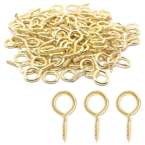 1 Inch Eye Hooks Screw, Bolts Screw in Brass, M8 Heavy Duty Screws for Crafts DIY Jewelry Making (100pcs)