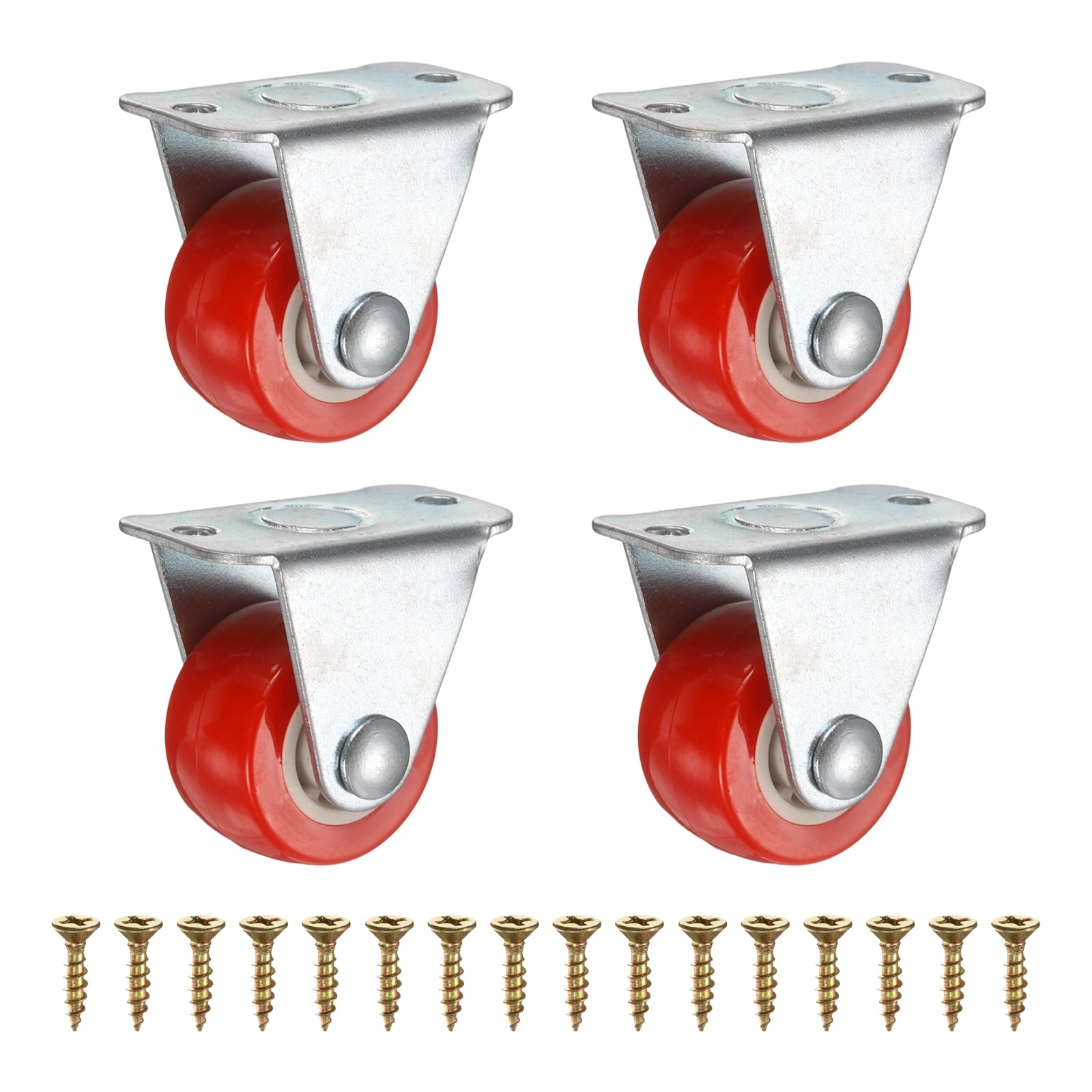 1 Inch Fixed Caster Wheels, No Bearing Small Non-Swivel Casters Wheels ...