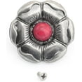 thumbnail image 1 of 1 Inch Flower Concho with Screw Back, Gemstone Center 2-Pack S550 (Silver-Red), 1 of 5