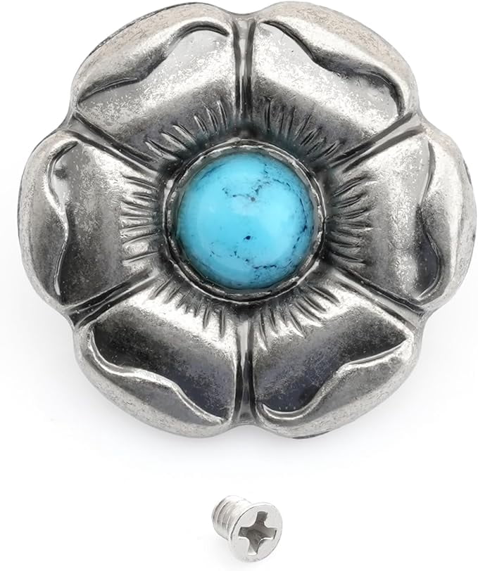 1 Inch Flower Concho with Screw Back, Gemstone Center 2-Pack S550 ...