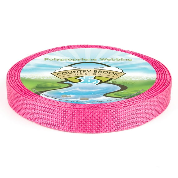 Country Brook Design 1" Fuchsia Webbing - 10/25/50 yards - 30+ Colors - EDC 1 Inch Polypropylene Webbing for Climbing Outdoors Crafting DIY Gear Repair, 10 Yards