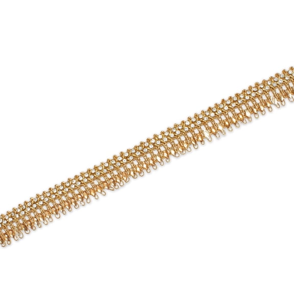 1 Inch Glitter Gem Gut Rhinestone Corded Trim For Sewing, Crafts, Decor, or Upholstery (Gold / 1 Yard)