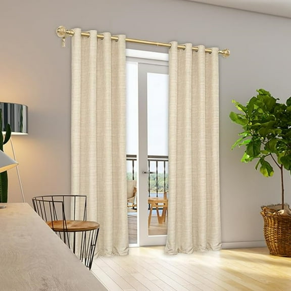 1 Inch Gold Curtain Rods for Windows 72 to 144 Inches (6 to 12 ft), Telescoping Single Drapery Rod, Decorative Curtain Rod with Luxury Translucent Finials