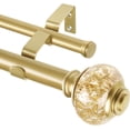 thumbnail image 1 of 1 Inch Gold Double Curtain Rods 72 to 144 Inches (6 to 12 ft) |     Drapery Rods for Windows,  Telescoping Dual Curtain Rod featuring Luxury Translucent Finials, 1 of 8