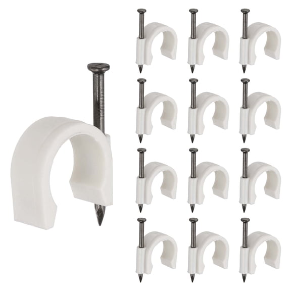 1 Inch Half Clamp J-Hook with Nail Pex Pipe Fixture, White, 45mm Nail, 70 Pack