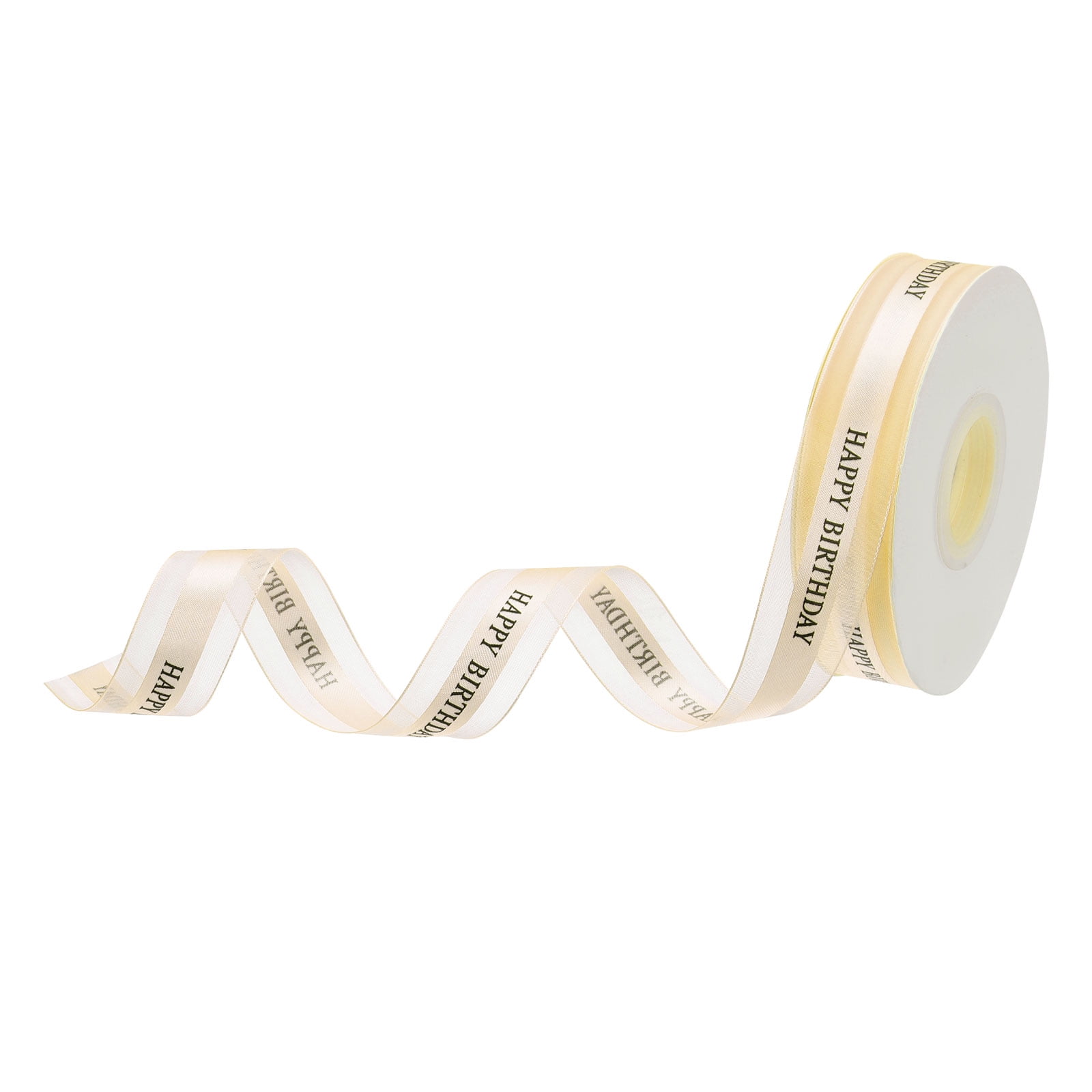 1 Inch Happy Birthday Satin Ribbon 50 Yards Orange Yellow Ribbon Bow ...