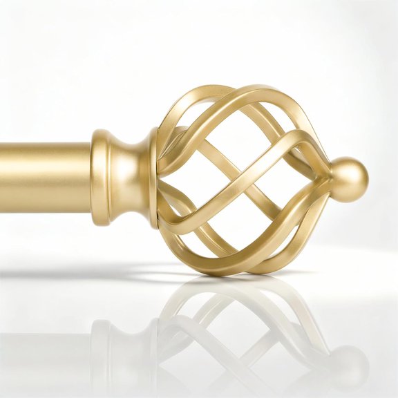 1 Inch Heavy Duty Curtain Rods for Windows 1845":Sturdy Gold Metal Drapery Rods with Decorative Twisted Cage Finials,Adjustable Farmhouse Window Treatment Rods for Bedroom/Kitchen/Living Room
