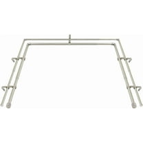 1 Inch Heavy Duty Double Bay Window Curtain Rod,36-72 Inch Telescoping Center Rod, 20-36 Inch Adjustable Side Rod Set, Antique Silver, End Cap Finials