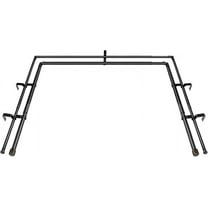 1 Inch Heavy Duty Double Bay Window Curtain Rod, 36-72 Inch Telescoping Center Rod, 20-36 Inch Adjustable Side Rod Set, Black, End Cap Finials