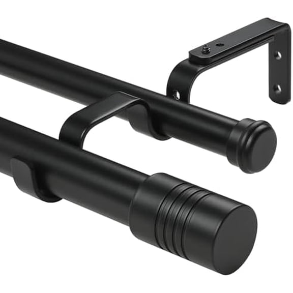 1 Inch Heavy Duty Double Curtain Rods 32 to 144 Inch Adjustable Double Curtain Rods for Windows for Bedroom Living Room Kitchen Study Office (Black)$$Home Decor, Kitchen, & Other