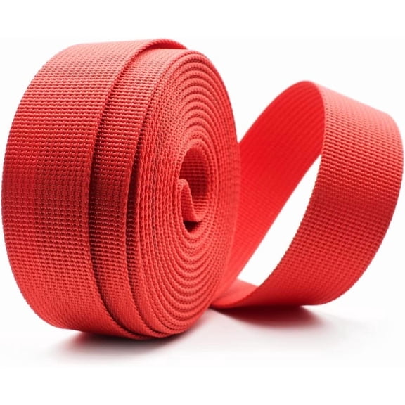 1 Inch Heavy Nylon Webbing - Straps for Arts and Crafts, Luxury Bag Strap High Density Webbing (5 Yards, Red)