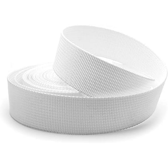 1 Inch Heavy Nylon Webbing - Straps for Arts and Crafts, Luxury Bag Strap High Density Webbing (5 Yards, White)