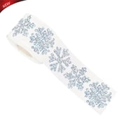 1 Inch Holographic Silver Snowflake Stickers Roll, 500Pcs Laser Glitter Self Adhesive Sealing Labels for Christmas Gift Wrapping Scrapbooking Winter DIY Craft Decor
