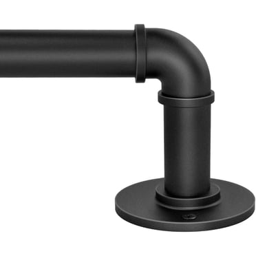 Rod Desyne Industrial 48 In. - 84 In. Blackout Single Curtain Rod In Black BOT100-482 - The Home Depot