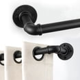 thumbnail image 1 of 1 Inch Industrial Curtain Rods for Windows , Blackout Wrap Around Curtain Rod, for Indoor and Outdoor, Simple Design, 32 to 48 Inches, Black, 1 of 8