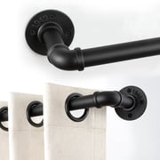 1 Inch Industrial Curtain Rods for Windows , Blackout Wrap Around Curtain Rod, for Indoor and Outdoor, Simple Design, 72 to 144 Inches, Black