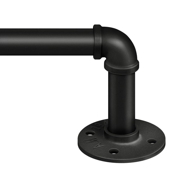 1 Inch Industrial Wrap Around Curtain Rods, Black, 32"-48" | Adjustable Wrap Around Blackout Design, Indoor/Outdoor Use, Room Divider, Heavy Duty Iron Material, for Windows 32 to 48