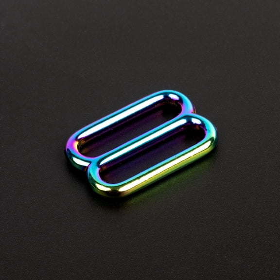 Country Brook Design® 1 Inch Iridescent Rainbow Metal Round Wide-Mouth Triglide Slides, 10 Pack